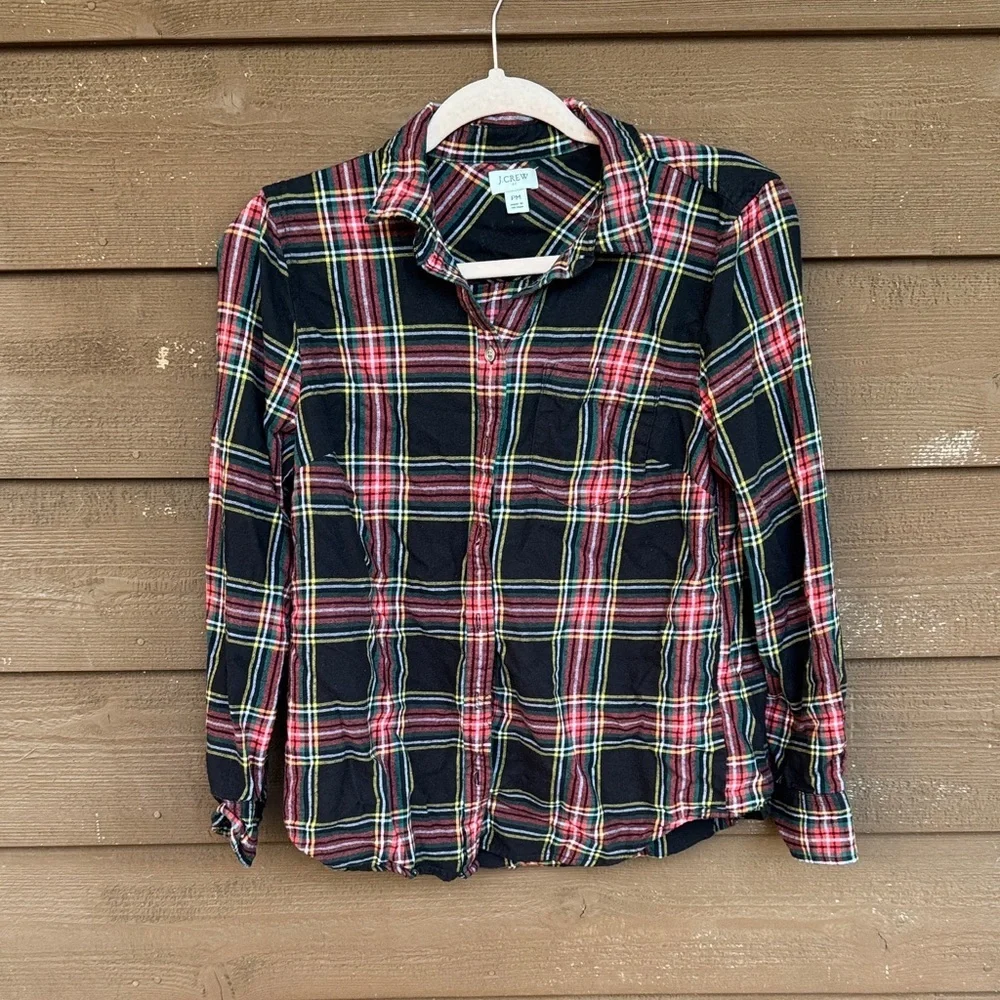 J. Crew Colorful Soft Plaid Shirt size PM
